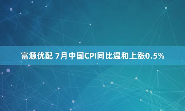 富源优配 7月中国CPI同比温和上涨0.5%